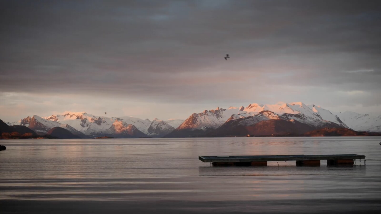 Norwegian fjord at dusk
